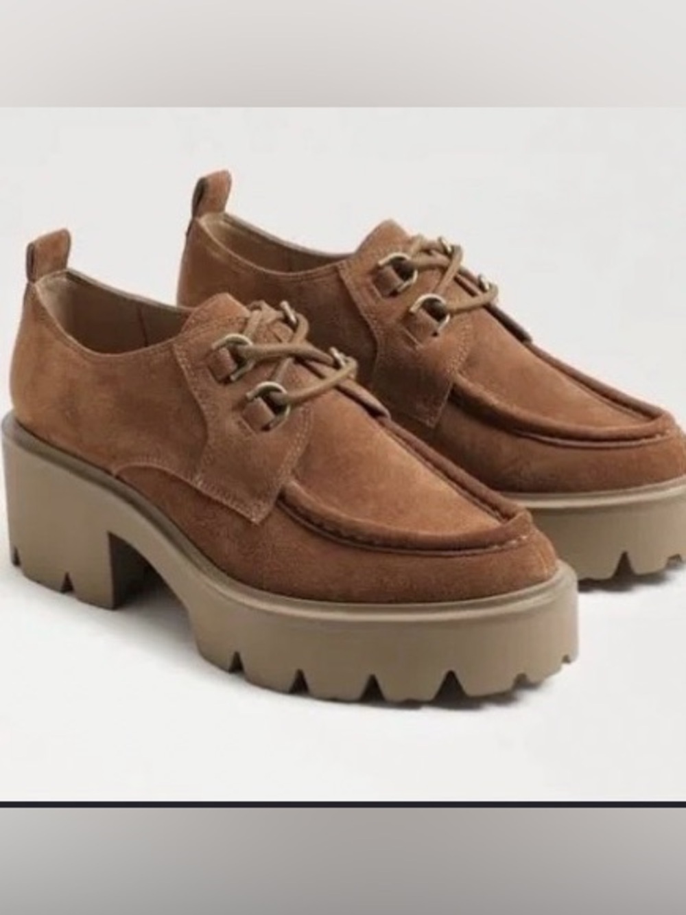 Sam Edelman Suede Lace-Up Loafers Monna Frontier Chunky Sole Size 10
